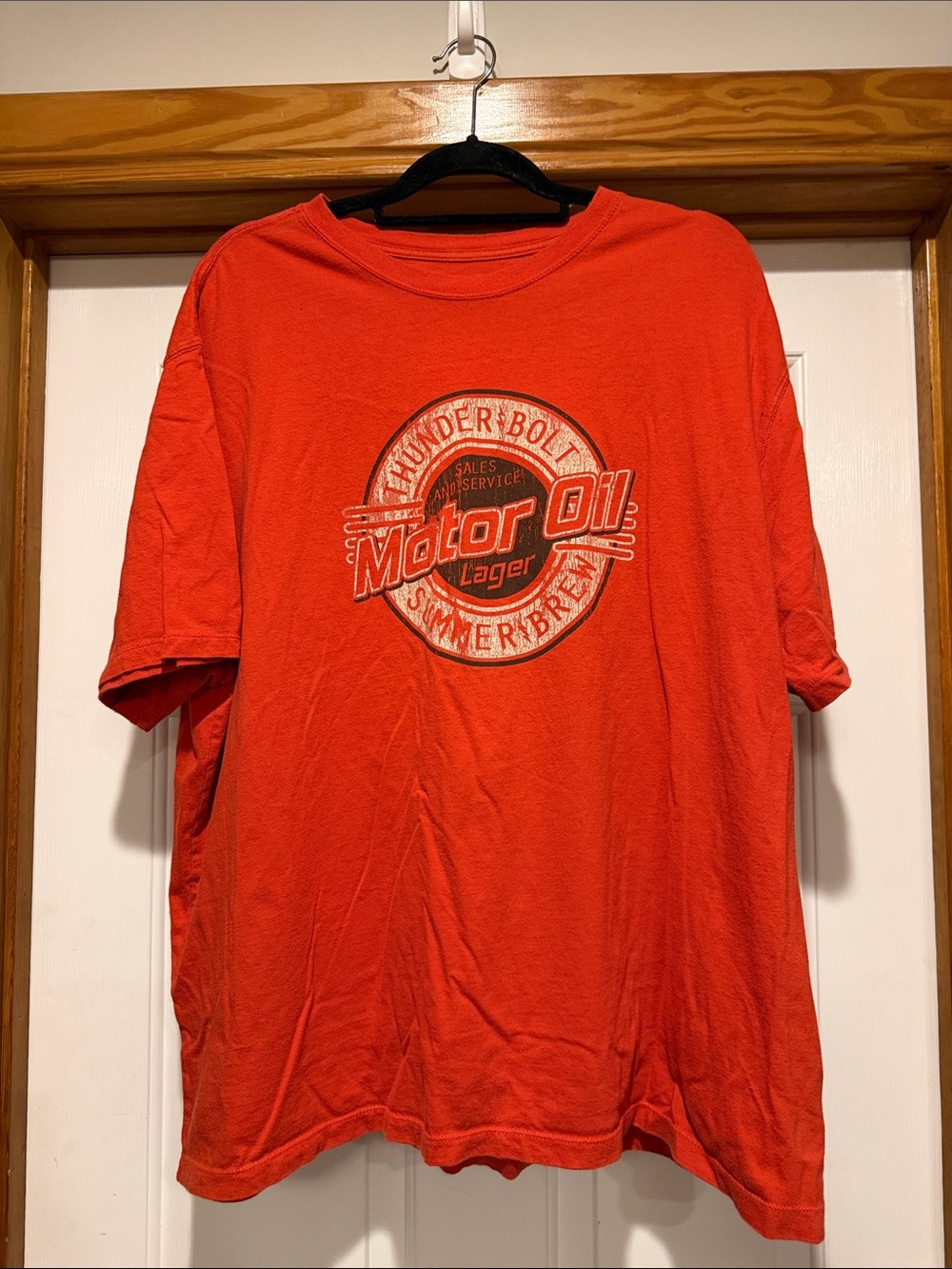 Faded Glory Orange Graphic Motor Oil Short Sleeve Tee